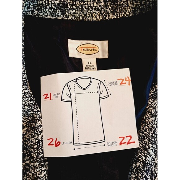 Talbot's Cotton Blend Tweed‎ Blaze 14 Large Blue Navy White Tweed Open Front - Picture 5 of 10